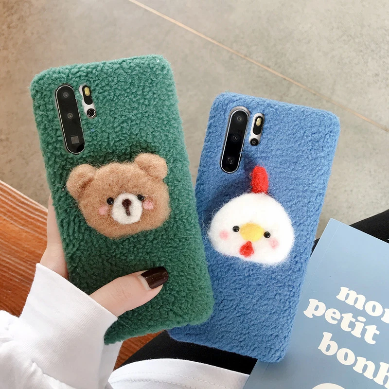 Пушистый милый мультяшный плюшевый чехол для iPhone 11 11 Pro Max X XR XS MAX Чехол Мягкий ТПУ противоударный чехол для iPhone 7 8 6 6S Plus Coque