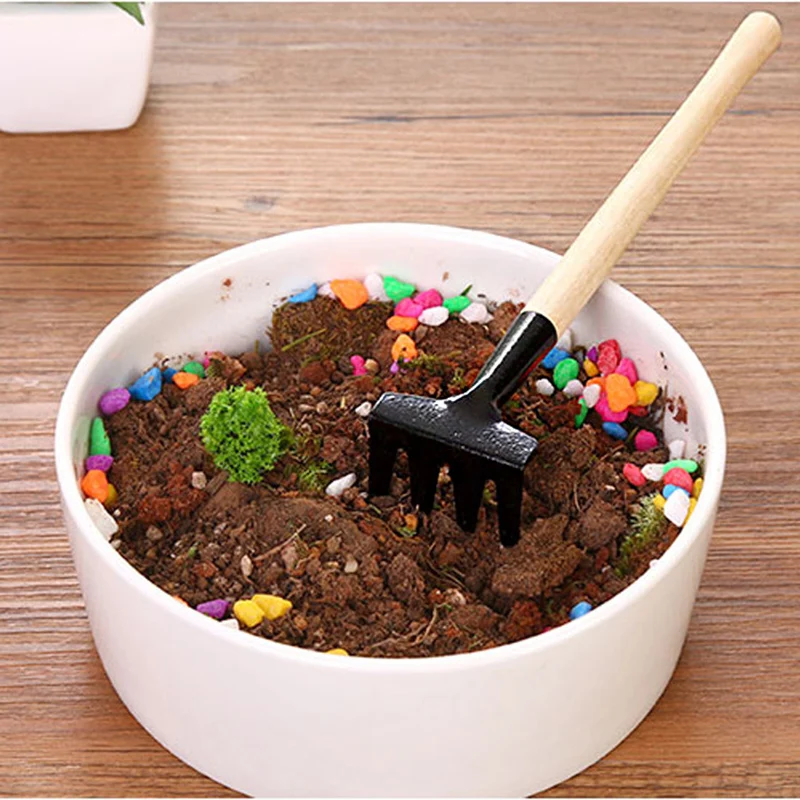 3pcs/set Mini Garden Tools Set Small Shovel/Rake/Spade Wooden Handle Metal Head Garden Tools For Office & Family Gardening Gift