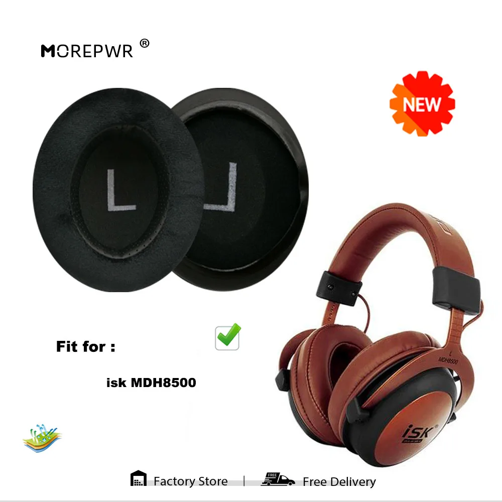 

Morepwr New Upgrade Replacement Ear Pads for isk MDH8500 Headset Parts Leather Cushion Velvet Earmuff Earphone Sleeve