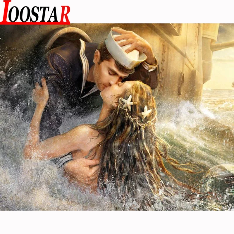 

5D DIY Diamond painting Sailor and mermaid love, Sea Scenery Full Square/Round Embroidery Cross Stitch Home Decor Christmas gift