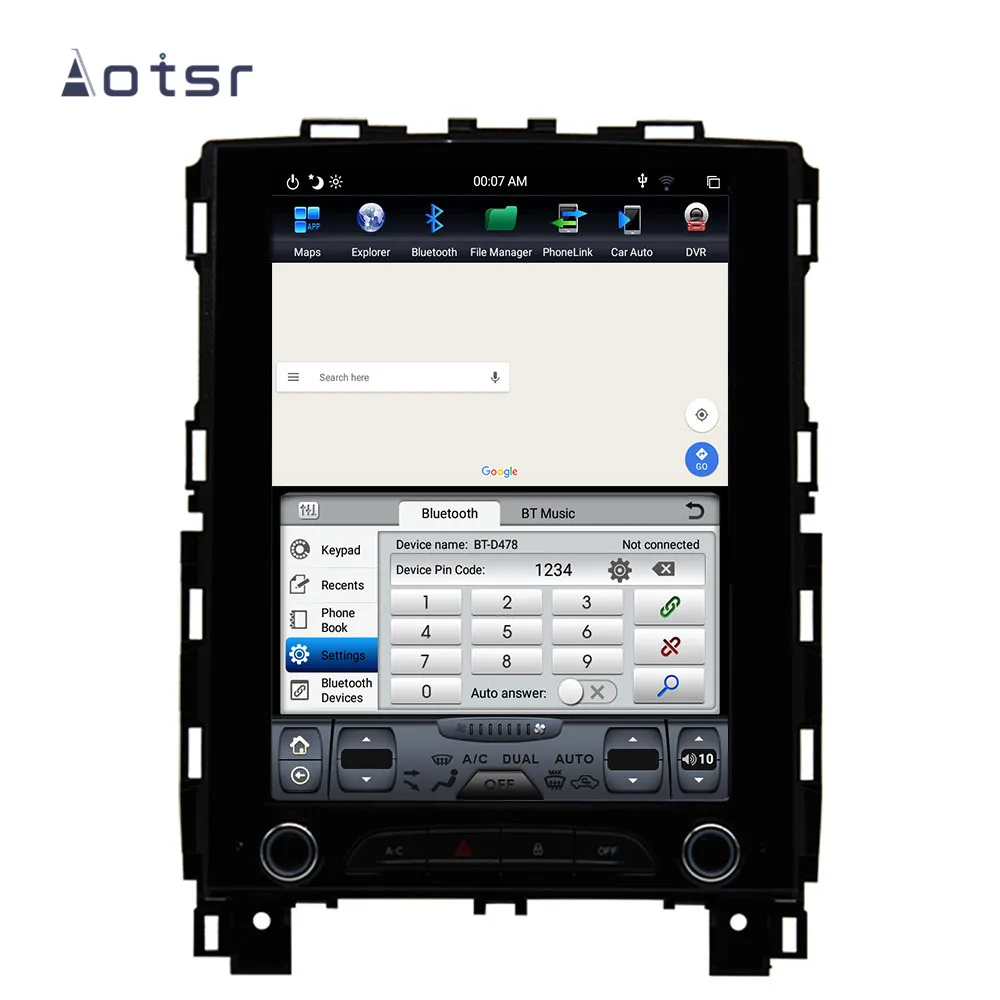 Perfect Aotsr Tesla 10.4“  Vertical screen Android 8.1 Car DVD Multimedia player GPS Navigation For Renault Koleos/Megane 4 2016-2018 3