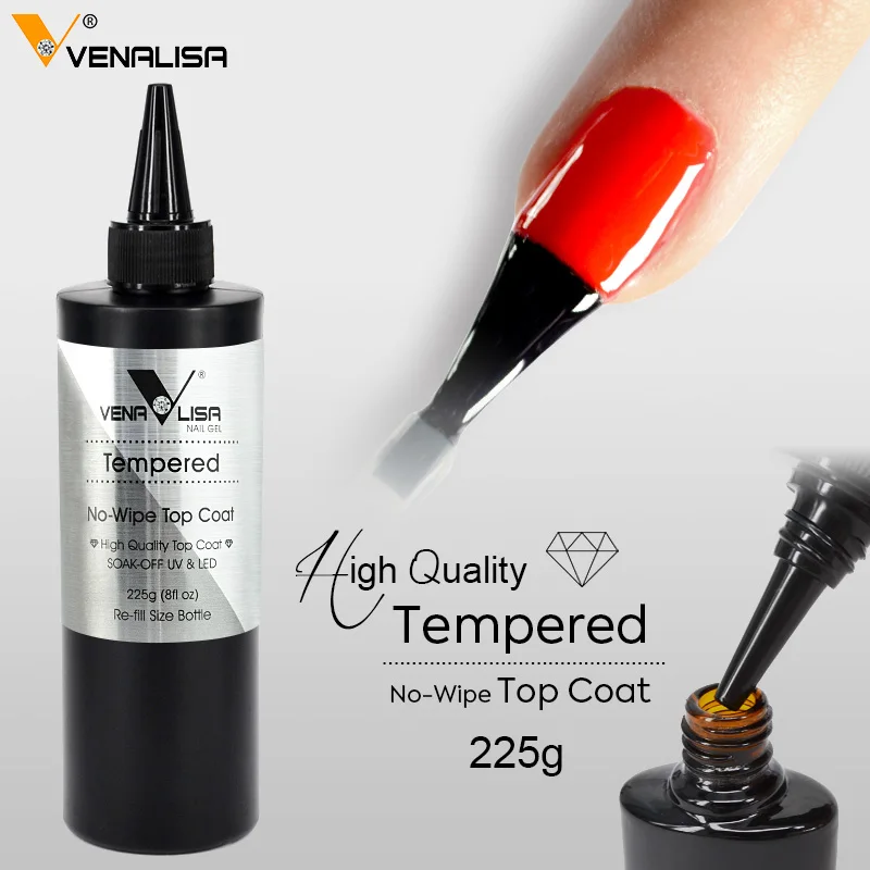 Gel Nail Polish Gel Nail Varnish Nail Polish Finish 225g VENALISA tempered no wipe topcoat gel polish high glossy no clean nail gel topcoat basecoat clear