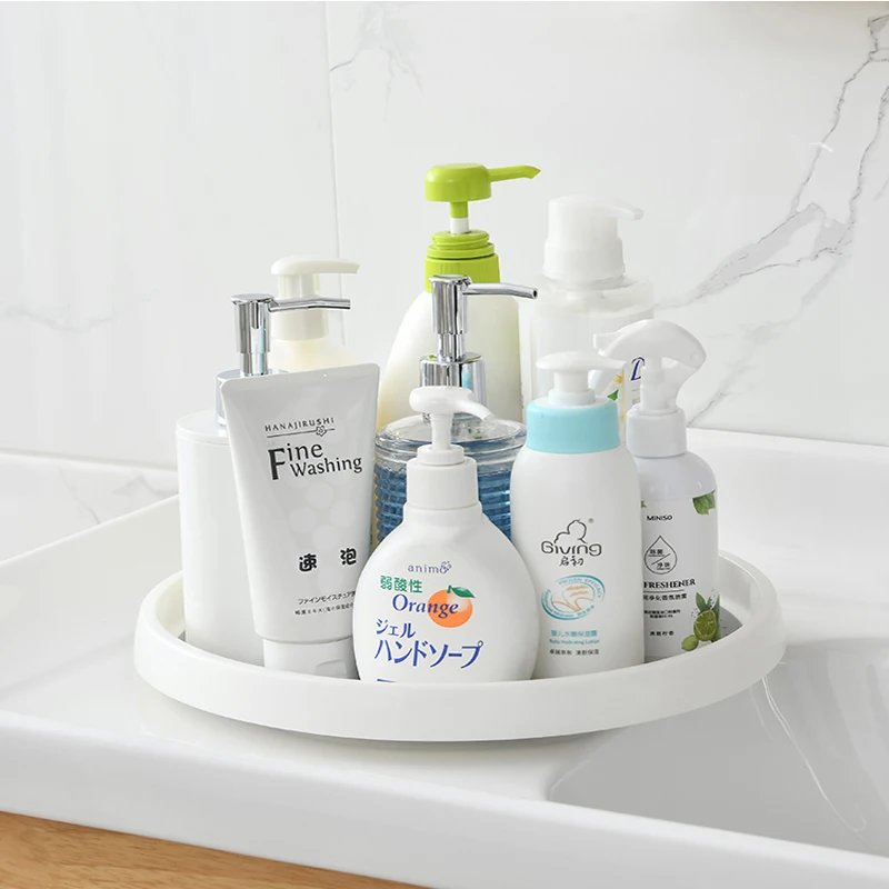 25cm Condiment 360&deg; Rotating Storage Tray Spice Rack Non-Slip TPR Home Cosmetics Cabinet Organizer For Kitchen Accessories