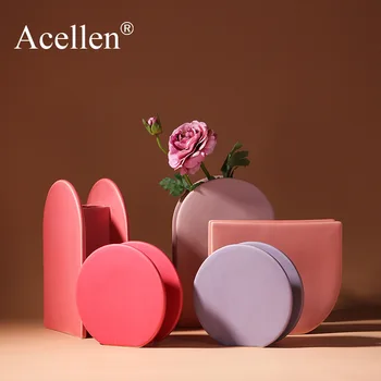 

Morandi geometric Ceramic vases home decor modern Flower pot Vase nordic decoration home living room decoration accessories