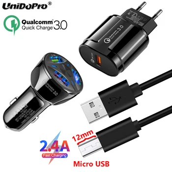 Qc 3.0 eu ac車の充電器 + 12 ミリメートル先端マイクロusbケーブルblackview BV5800 / BV5800 プロ/BV4000 プロBV6000 BV6000s A80 A60 プロ
