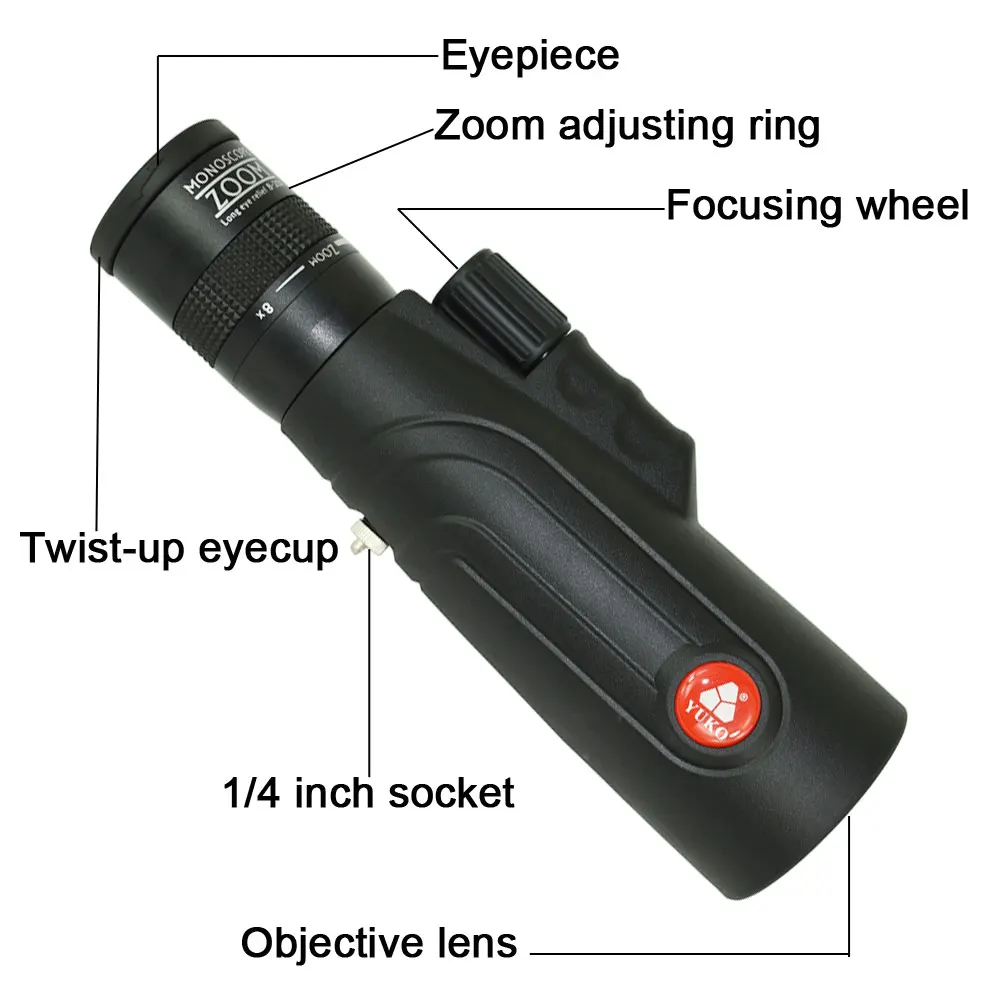 Zoom de Alta Todo o Vidro Yuko Monocular Telescópio Potência Óptico Foco Fmc Bak4 Prisma Caça Acampamento 8-20x50 11 ??1