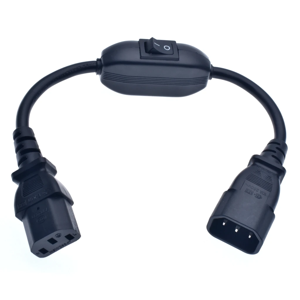 IEC 320 C14 к C13 удлинитель мама папа с 10A Вкл/Выкл переключатель кабель питания
