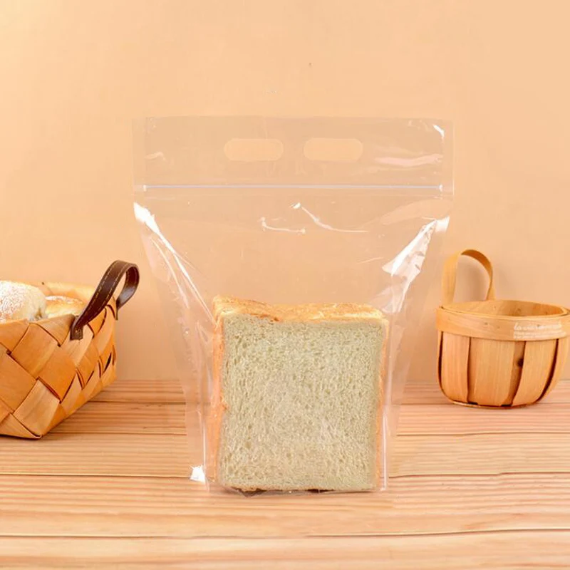 

50pcs Toast Bag Transparent Portable Bread Ziplock Bag Cake Cookie Candy Pastry Gift Bags Baked Food Packaging Bag