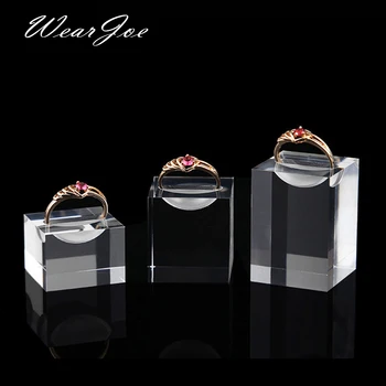 

3pcs/set Top Transparent Solid Acrylic Perspex Finger Ring Jewelry Display Slot Stand Holder Bague Jewellery Showcase Countertop