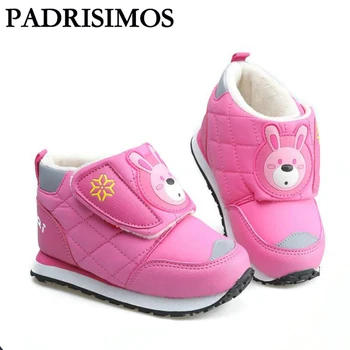 

Winter New Dark Pink Girls Shoes Purple Red Princess Boots Low Help Rabbit Cute Animal Children Warm Girls Winter Snow Boots