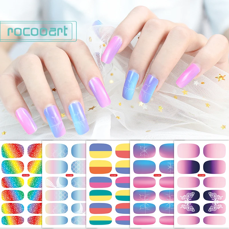 

Gradient Color Nail Stickers Fashion Nail Polish Self Adhesive Manicure Decoracion Nail Strips Nail Sticker set Nail Accesoires