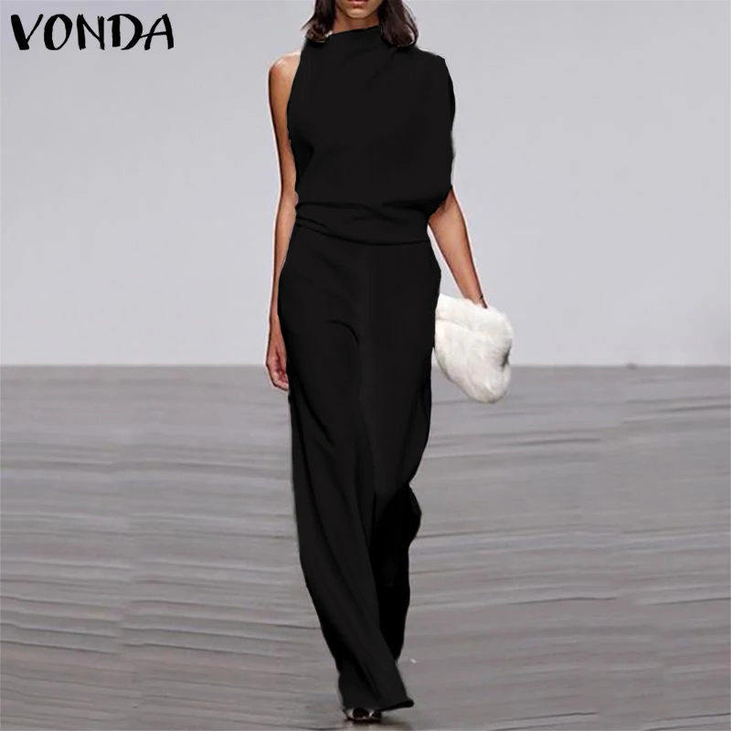 VONDA, женские комбинезоны, комбинезоны,, летние комбинезоны, вечерние комбинезоны, сексуальный комбинезон без рукавов, повседневные штаны размера плюс, богемные брюки