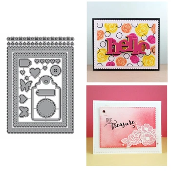 

Flower Butterfly Heart Button Mixed Geometry Element Edge Frame Dies For DIY Scrapbooking Crafts Paper Cards Embossing 2019