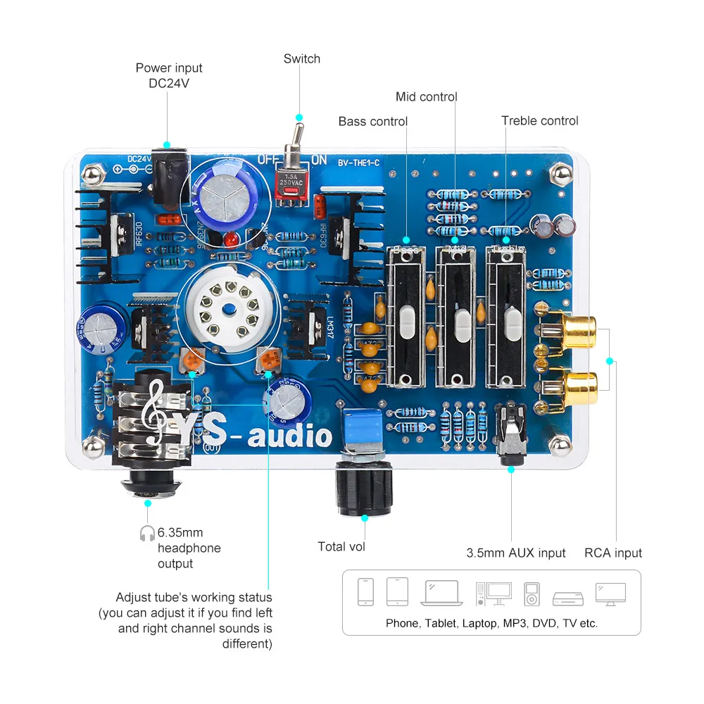 Aiyima-amplificador de Fone de Ouvido Tubo de Áudio Classe a Pré-amplificador com Ajuste de Tom para Home Amplificador Estéreo Theater 6n11 - Image 2