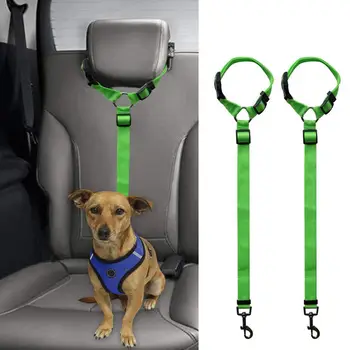 

Best 2 Packs Dog Cat Safety Seat Belt Strap Car Headrest Restraint Adjustable Nylon Fabric Dog Restraints Vehicle Seatbelts Har