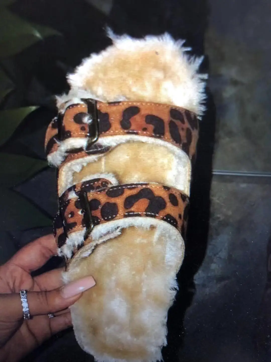 

2019 Women's Platform Winter Warm Sandals Leopard Snake Print Slip-On Outside Slippers Ladies Cute Flat Buckle Slippers 9088