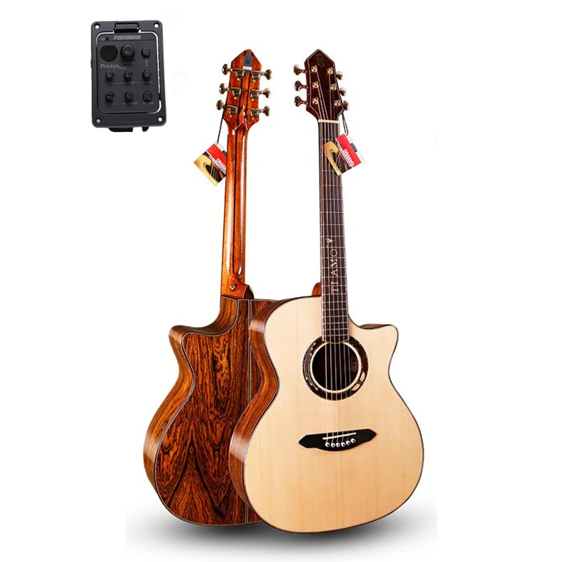 

Professional Solid Guitar,41" Cutaway guitar with Solid SITKA SPRUCE Top/ Colorful butterfly wood Body,with pickup T-A110CE
