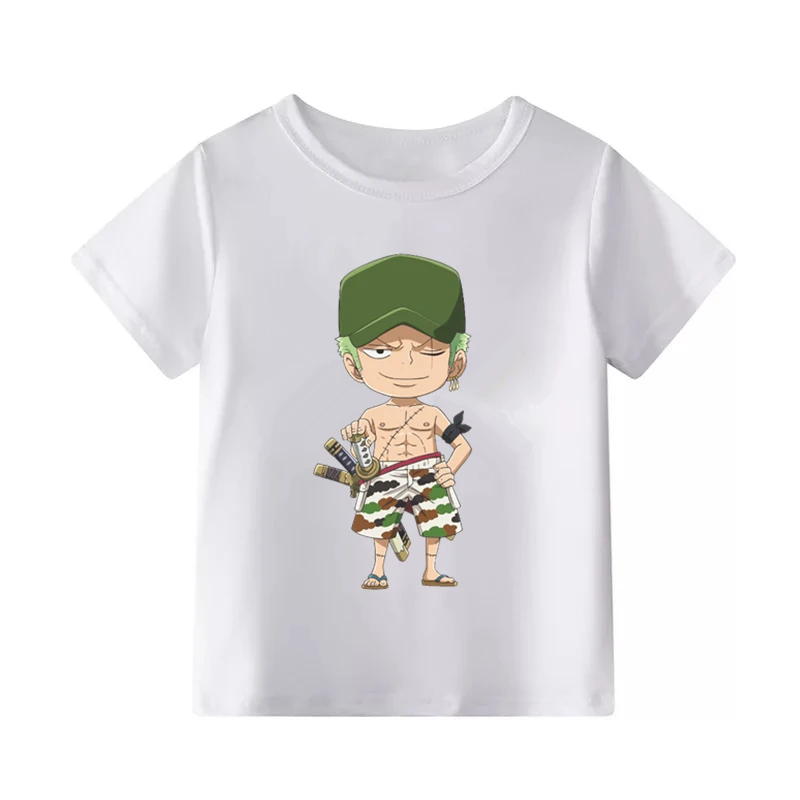 C Luffy T shirt Casual Cotton One Piece Tshirt Homme O neck Streetwear Kids t-shirt Boys clothes anime Summer top tees - Color: C