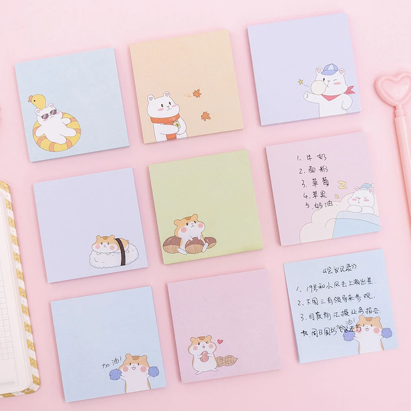 46pcs Cute Rabbit Stickers Kawaii Planner Notes Memo Pads Sticky Stationery X6V7