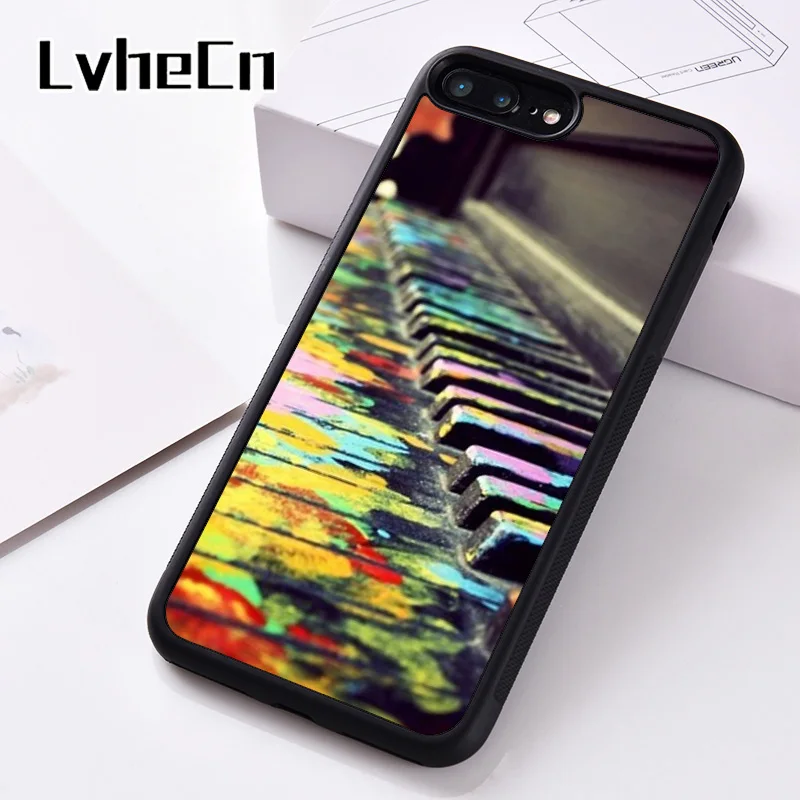 LvheCn Silicone Phone Case Cover For iPhone 6 6S 7 8 Plus 5 5S SE X XS XR 11 PRO MAX Piano Colourful Art Music | Мобильные телефоны