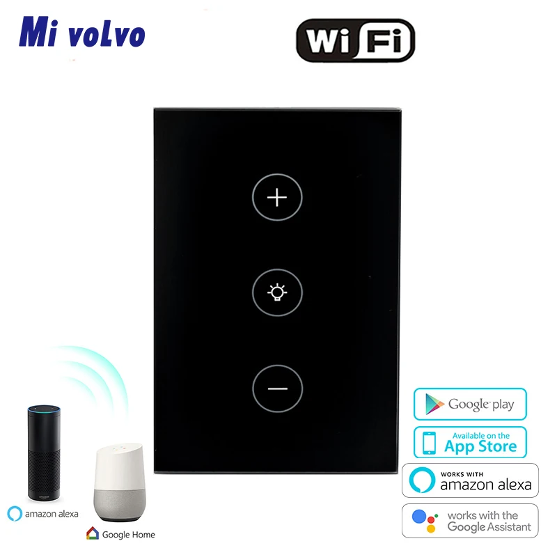 

Mivolvo Smart Dimming Touch Switch Smart Life APP Remote Control US Standard AC100V 240V Wall Sticker Installation Switch