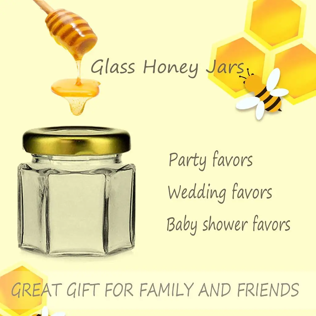 Sets of Small Honey Jars with Gold Lids