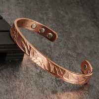 Vinterly Magnetic Bracelets Rose Copper Adjustable Cuff Bangles Women Men Energy Jewelry Resizable Pain Relief for Arthritis 1