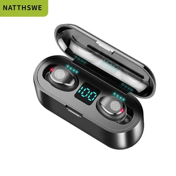 

NATTHSWE Bluetooth V5.0 Earphone Wireless Earphones Stereo Sport Wireless Headphones Earbuds headset Power For iPhone x huawei