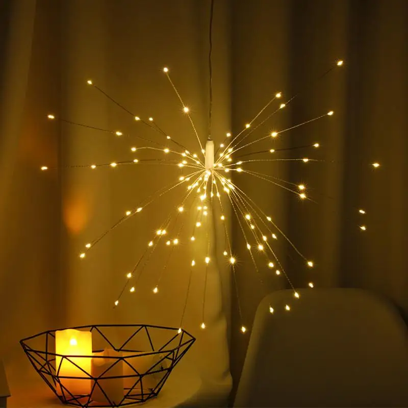 100-200 светодиодный подвешивающий фейерверк, светодиодный светильник Starburst, сделай сам, сказочный светильник, Рождественский светильник, s, Вечерние Декорации, Рождественский уличный мерцающий светильник