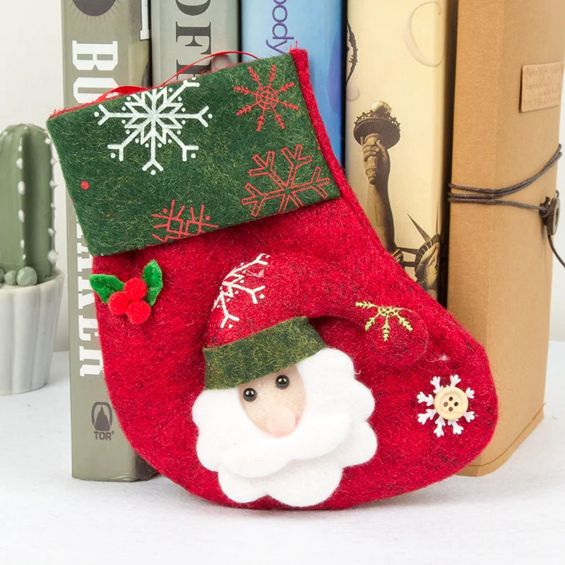 Мультяшные рождественские носки Подарочный пакет фланелет Рождественская елка