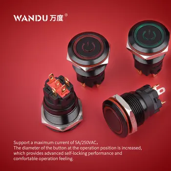 

WD19mm Symbol Light 5A Black Shell Metal Push Button Switch