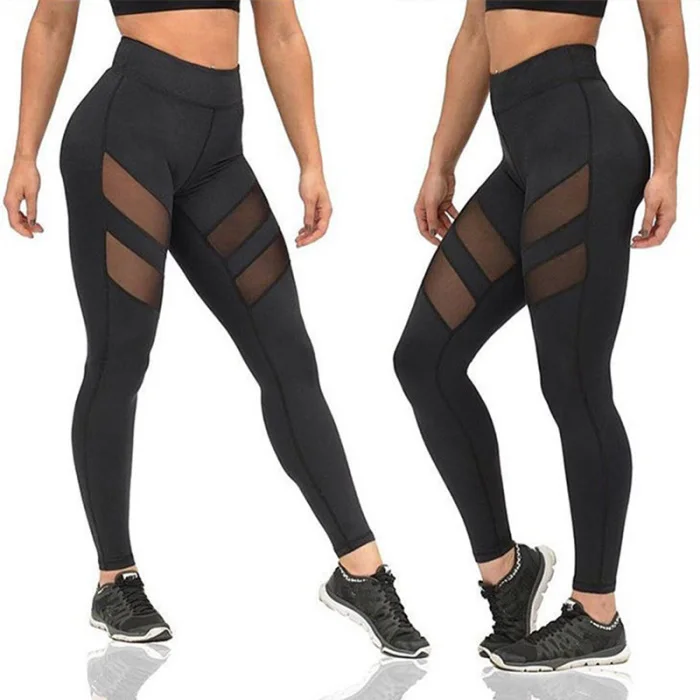 S-2XL High Waist Yoga Sports Pants Tummy Control 4 Way Stretch Mesh Breathable Women Fitness Leggings Tights Pants Sportswear