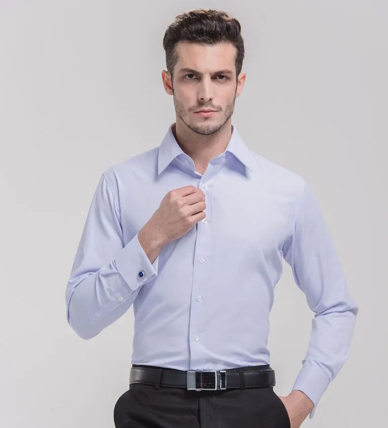 Французские запонки с длинным рукавом, солидные Саржевые деловые мужские рубашки, вечерние рубашки для банкета