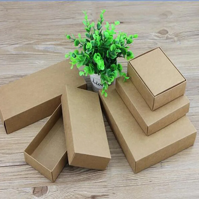 10 sizes Kraft black white gift carton cardboard box kraft blank carton