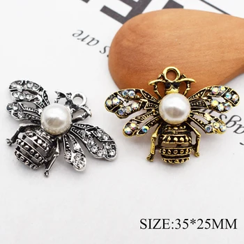 

1pc/lot 35*25MM Bee Insect Flatback Metal Sewing Button for Men Business Suit DIY Accessories Decorative Pearl Button Jewelry
