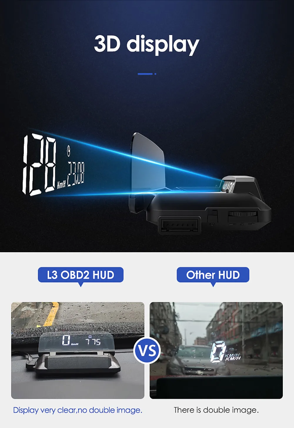HUD Mirror L3 Car Head up display Digital Speedometer (3)