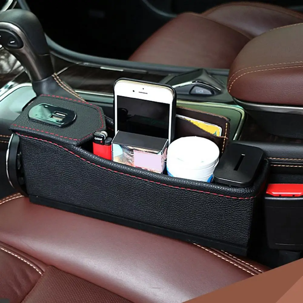 Автомобильная многофункциональная коробка для хранения Usb с зарядным ящиком для хранения, стеганый держатель для чашки Профессиональный и практичный