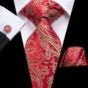 Hi-Tie Gift Mens Tie Red Burgundy Paisley Silk Wedding Tie For Men Hanky Cufflink Set Fashion Design Business Party Dropshipping ► Photo 2/6