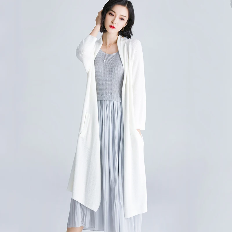 2020 Women linen Cardigan Long Sleeve High Quality Tops Spring Summer New Female Elegant loose thin Knit long Sweater coat |