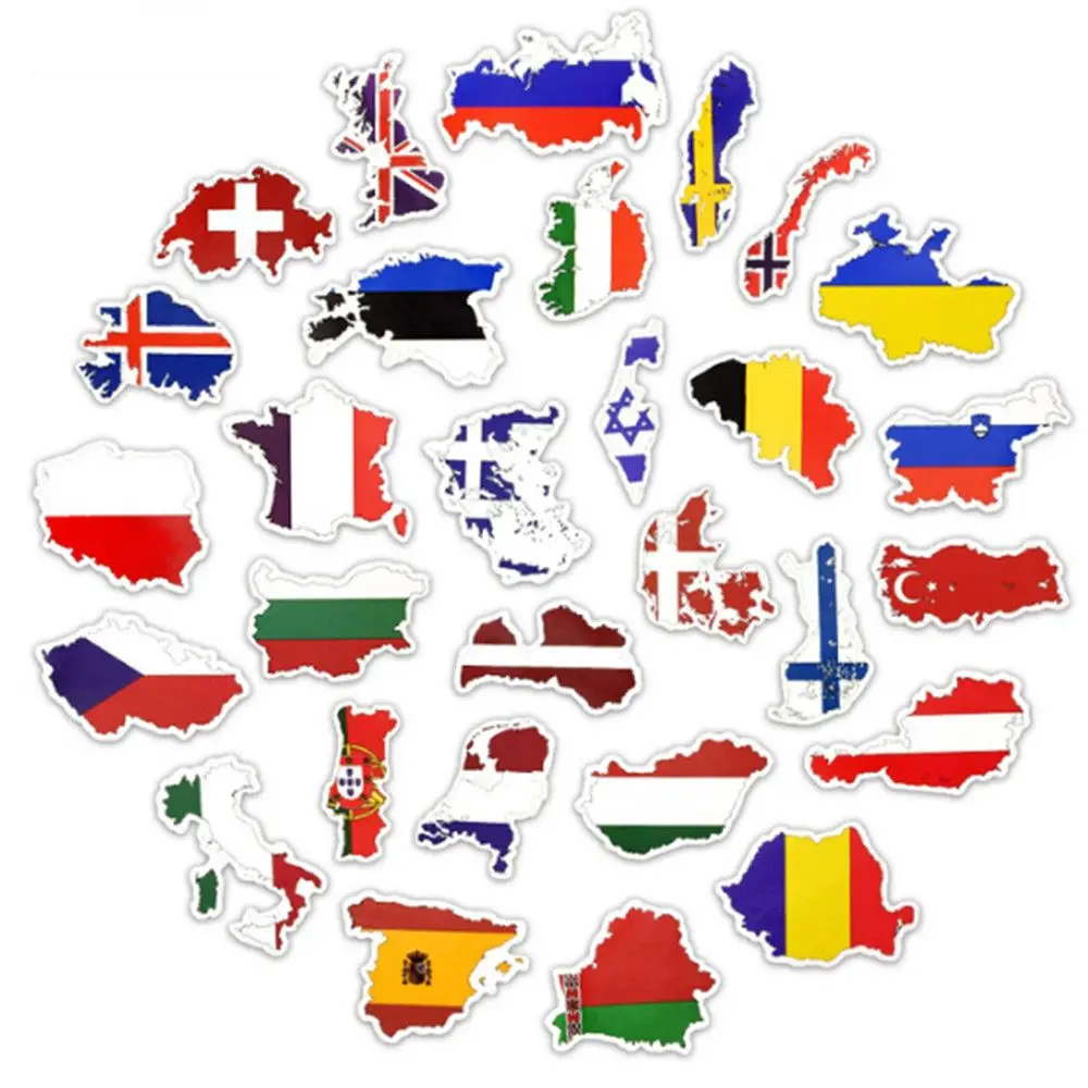 

50Pcs/Pack National Flags Stickers Countries Map Travel Sticker DIY Suitcase Laptop School Office Supply