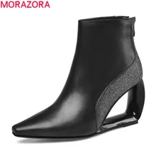 MORAZORA autumn winter hot sale genuine leather ankle boots fashion high heels ladies shoes 2 colors women boots