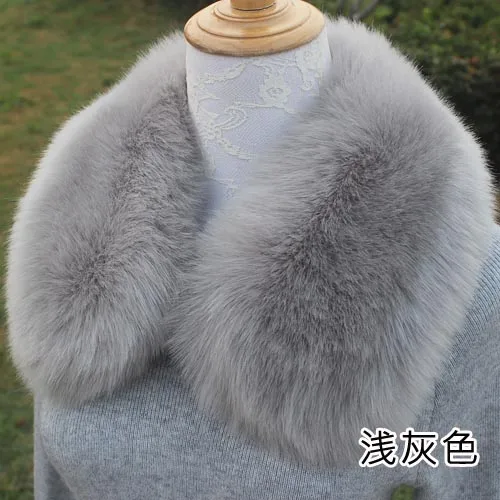 Qearlstar Women Scarf New Faux Fur Collar 55cm Women Children Jackets Coat Hood Fur Decor Shawl Soft Warm Luxury Scarves ZKG15