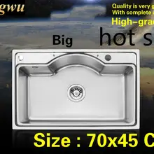 Стандартный большая кухня один корыто раковина прочный пищевой нержавеющей стали 304 Роскошные Лидер продаж 70x45 см