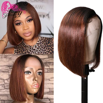 

T1B/4 Ombre Wigs Beauty Forever Brazilian 13*4 Lace Front Wig Short Bob Lace Front Remy Human Hair Wig For Women 150% Density