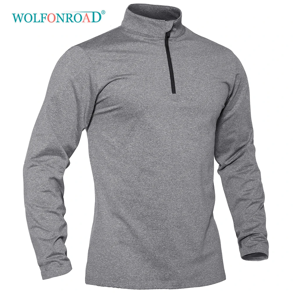 KEFITEVD Mens 1/4 Zip Long Sleeve Polo Shirts Military Hiking Shirt Sports Running Tops Safari T-Shirt with Pocket