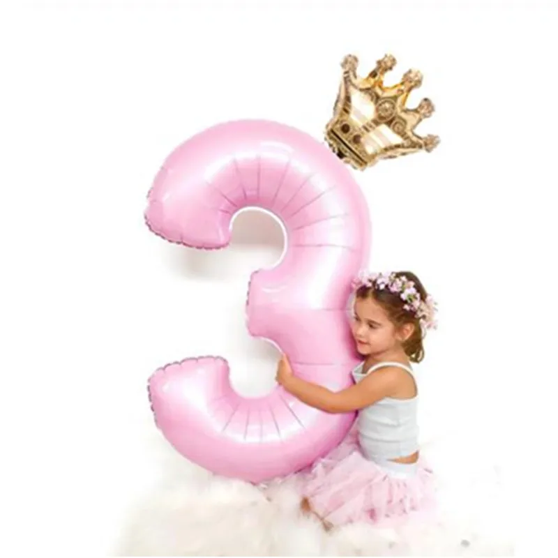 

2PCS/lot 32inch Number Foil Balloons Digit Air Ballon Kids Birthday Party Wild One Decorations Figure 30 Ans Decoracao Coroa