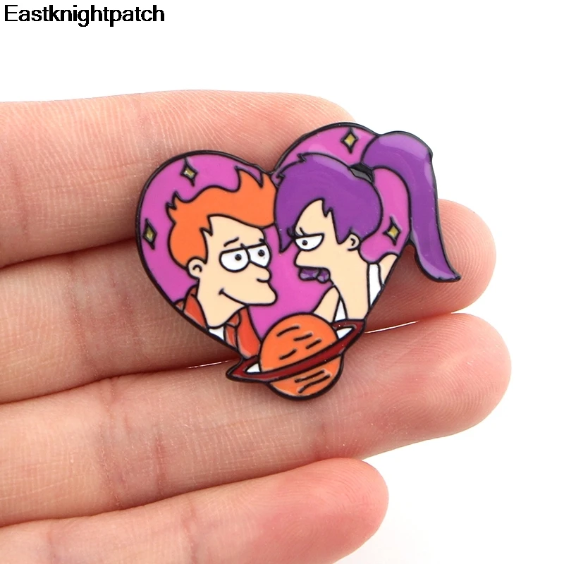 12 шт./лот Futurama булавка в форме сердца для рубашек, одежды, рюкзаков, броши для обуви, diy украшения для пар, ювелирные изделия, принадлежности для рукоделия E0877