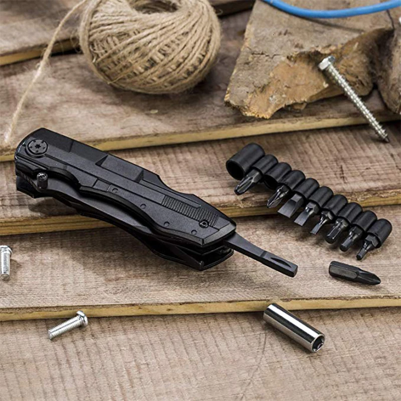 QUK Pliers Multitool Folding Pocket EDC Camping Outdoor Survival hunting Screwdriver Kit Bits Knife Bottle Opener Hand Tools7