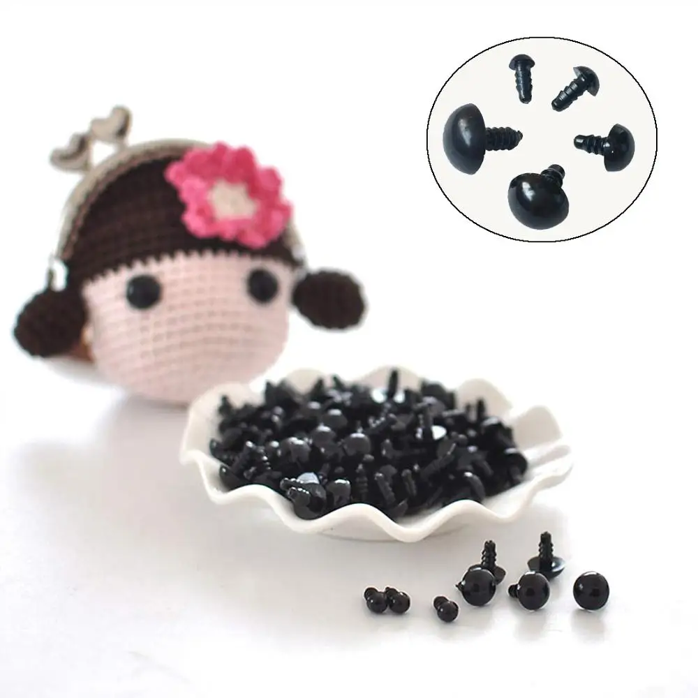 100Pcs/Bag DIY Doll Toy Eyes Black Plastic Safety Eyes Puppets Doll with Washers