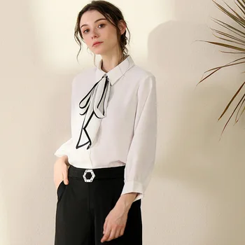 

bowknot steamer white shirt with snow spins unlined upper garment to western style jacket blouse for European goods